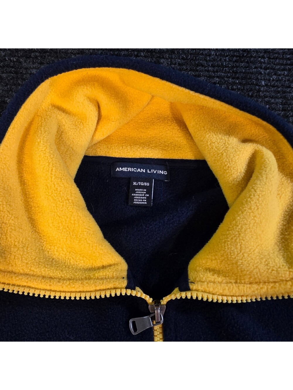 American Living Men's Navy and Yellow Fleece Vest XL